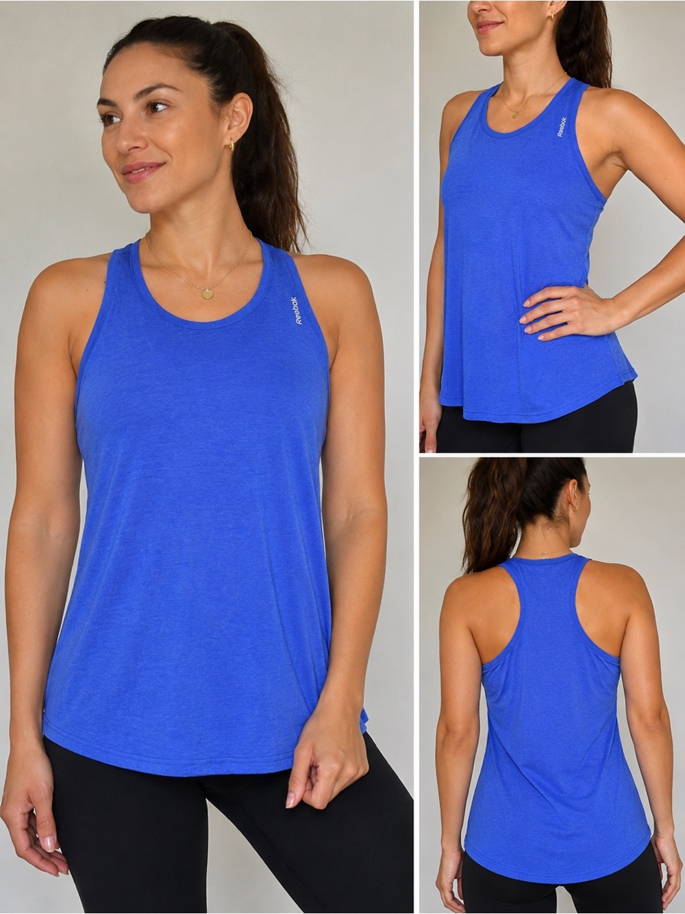 Reebok CrossFit Racerback Performance Tank Top Women Large Cobalt Blue Athletic